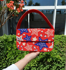 Beaded American Flag Star Shoulder Bag Beaded Summer Shoulder Purse