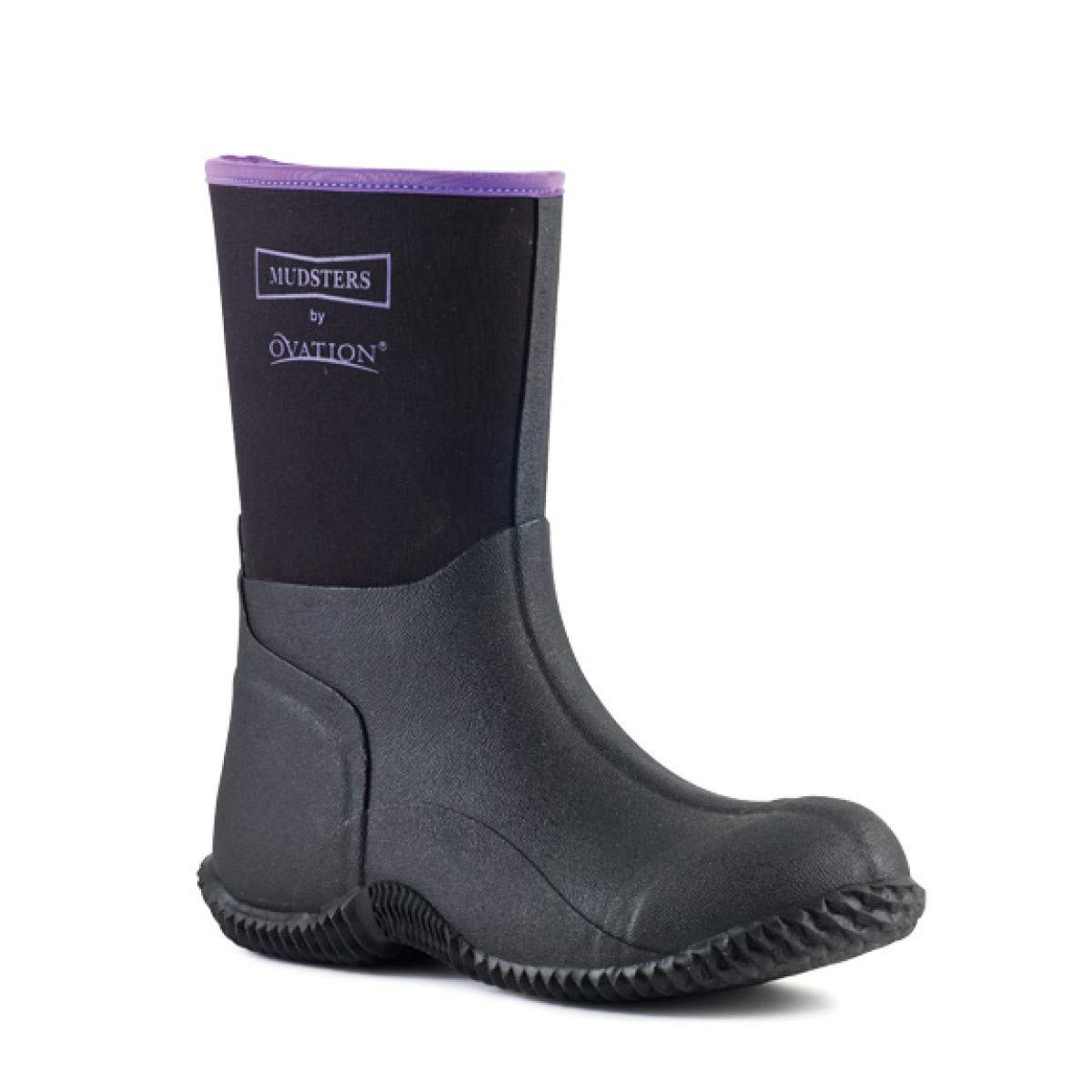 Ovation Women Mudster Mid Calf Barn Rubber Rain Boots BlackPurple Size 39 10090₽