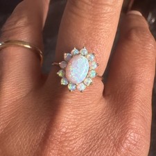 9ct Gold Opal Cluster Ring Size P