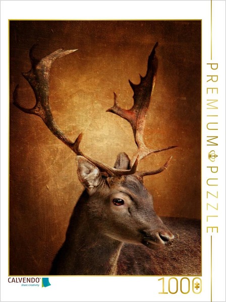 Calvendo Puzzle The Stag With The Golden Antlers | 1000 Pieces, Finished Size 25-image