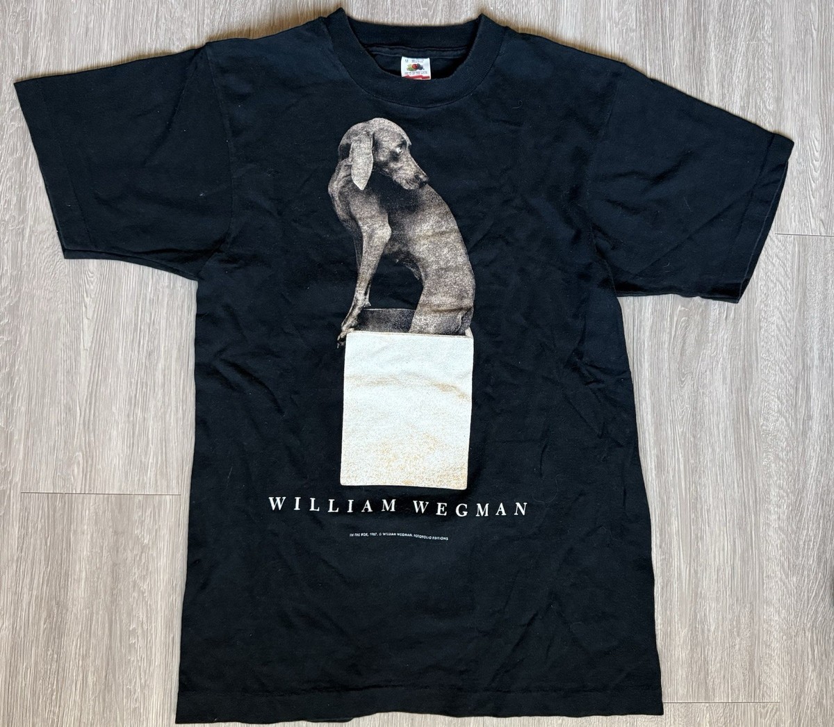 Vintage William Wegman T Shirt Size M Dog In A Box 1987 Art Tee 