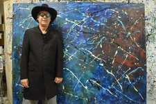 Pollock/Richter style Profesional Giant Painting 84”X62” 7 Foot, Abstract Modern