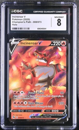 2020 Pokemon Champion's Path Incineroar V 008/073 - CGC 8 - NM/M