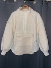 BDG URBAN OUTFITTERS KAS SHERPA PIECED SWEATSHIRT WOMENS L LARGE PULLOVER CREAM