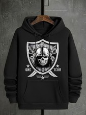Men's Gothic Hoodie - Heavyweight 280gsm Cotton- Pullover Sweatshirt with Skull