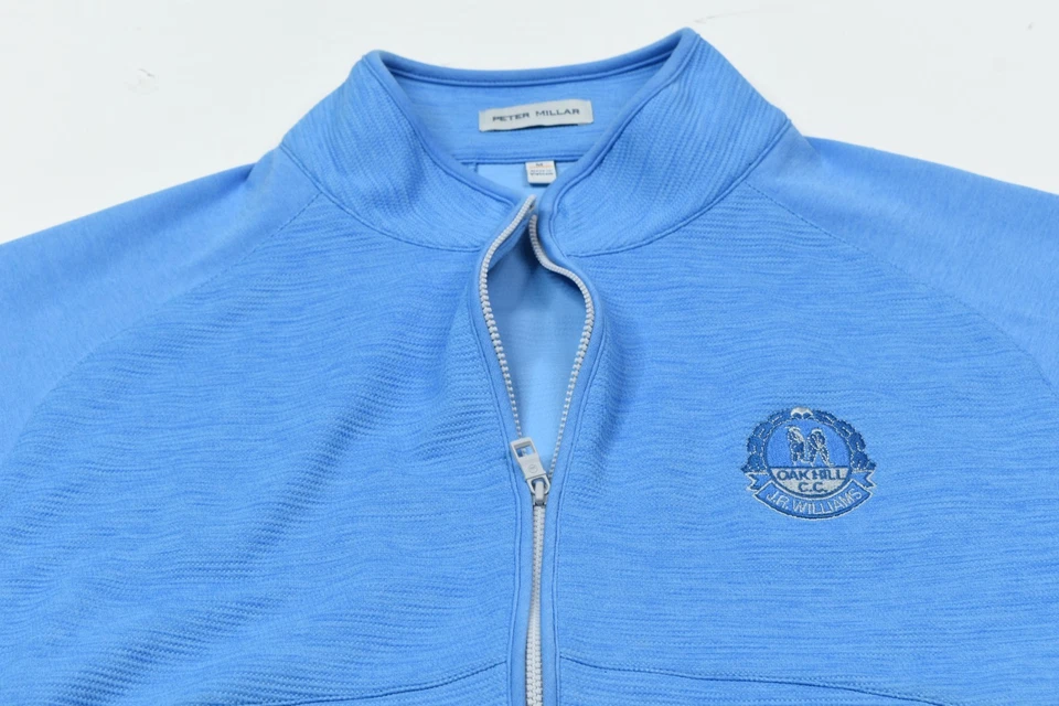 Peter Millar Vista Hybrid Full-Zip Jacket Mens Medium Blue Long Sleeve Golf - Image 3 of 4