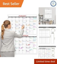 Elegant 2- Dry Erase Wall Calendar - 38" x 28" Undated  Reusable