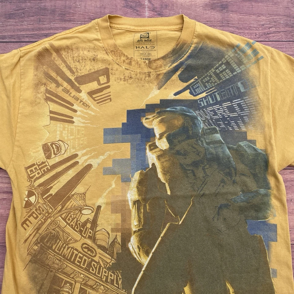 Camisa amarilla Ecko Unltd Versus Halo Xbox 360 2009 para hombre L promoción colaboración rara Y2K Foto 2 de 4