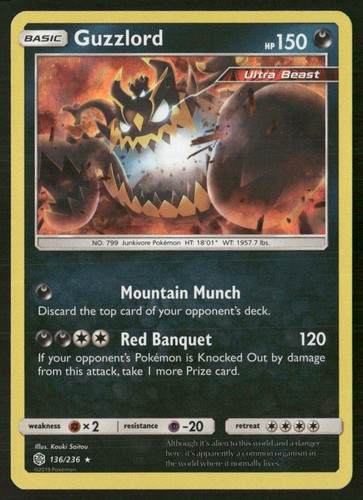 Guzzlord 136/236 Holo Rare Cosmic Eclipse Pokemon Lightly Played