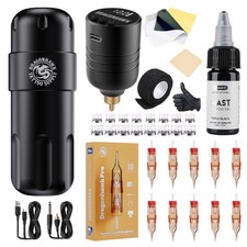 Dragonhawk Tattoo Gun Kit Cordless Tattoo Machine Pen Kit Complete Tattoo Kit...