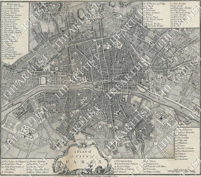 Huge Vintage Historic A Plan Of The City Paris France 1800 Old Style Street Map Ebay