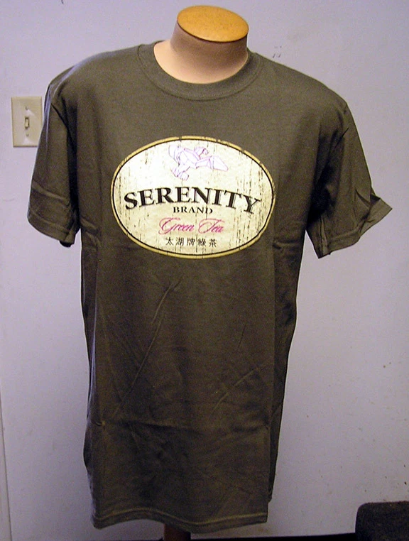 Serenity Firefly BRAND GREEN TEA Adult T shirt Size Small Olive