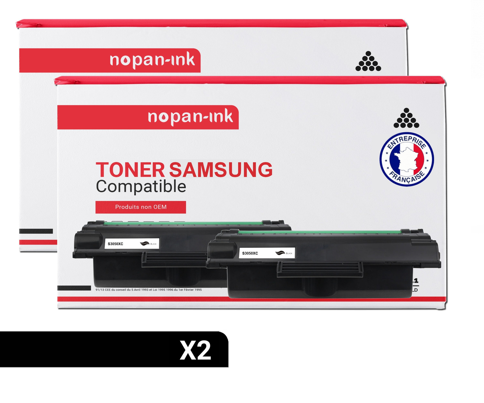 Toner SAMSUNG ML-D3050B compatible NOPAN-INK noir pack de 2 cartouches de rechange laser