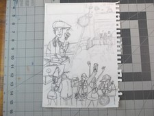 vtg 1990s rap hip hop - Original art Joe Buck concept club DJ character sketch B