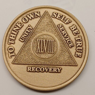 48 Year AA Bronze Medallion Sobriety Coin Recovery Alcoholics Anonymous ...