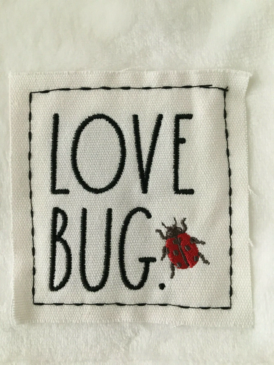 NWT RAE DUNN BABY white soft plush baby blanket 30x40 LOVE BUG patch