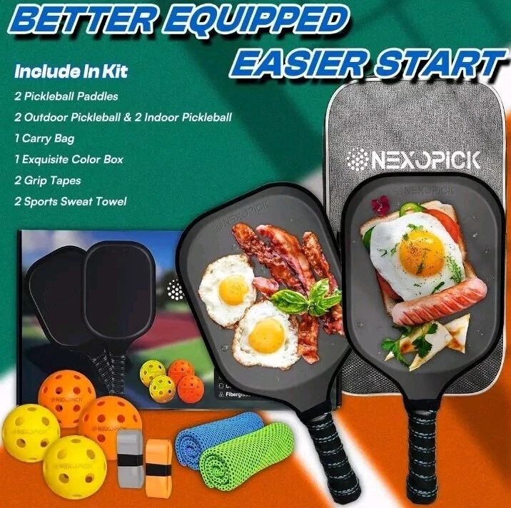 Pickleball SET OF 2 PADDLES + FREE Bag, Balls, Cooling Towels, Grip Tape USAP