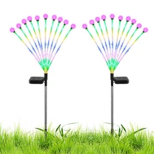 2 Pack Solar LED Firefly Lamps Garden Waterproof Swaying Lamp Outdoor Landscape