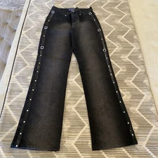 Brazil Roxx  Embellished Rhinestones Jeans Black 8 (44)