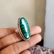 Natural Malachite Gemstone Ring 925 Sterling Silver Free Shipping Designer Ring