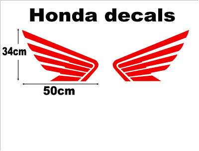 2x GROSSE HONDA WING Aufkleber - einer verspiegelt SONDERANFERTIGUNG 50cm x 34cm