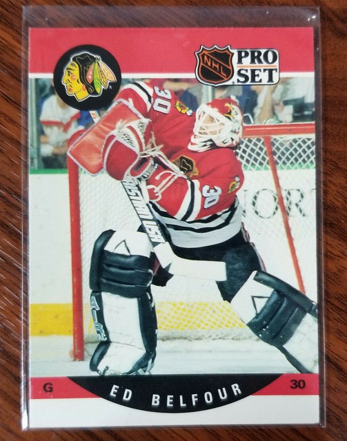 1990 Pro Set NHL Hockey 528 Ed Belfour Chicago Blackhawks Rookie Card