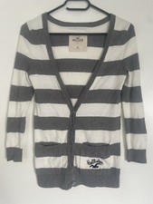 strickjacke cardigan damen Gr XS Hollister Gestreift Grau/Weiss  (Abercrombie)