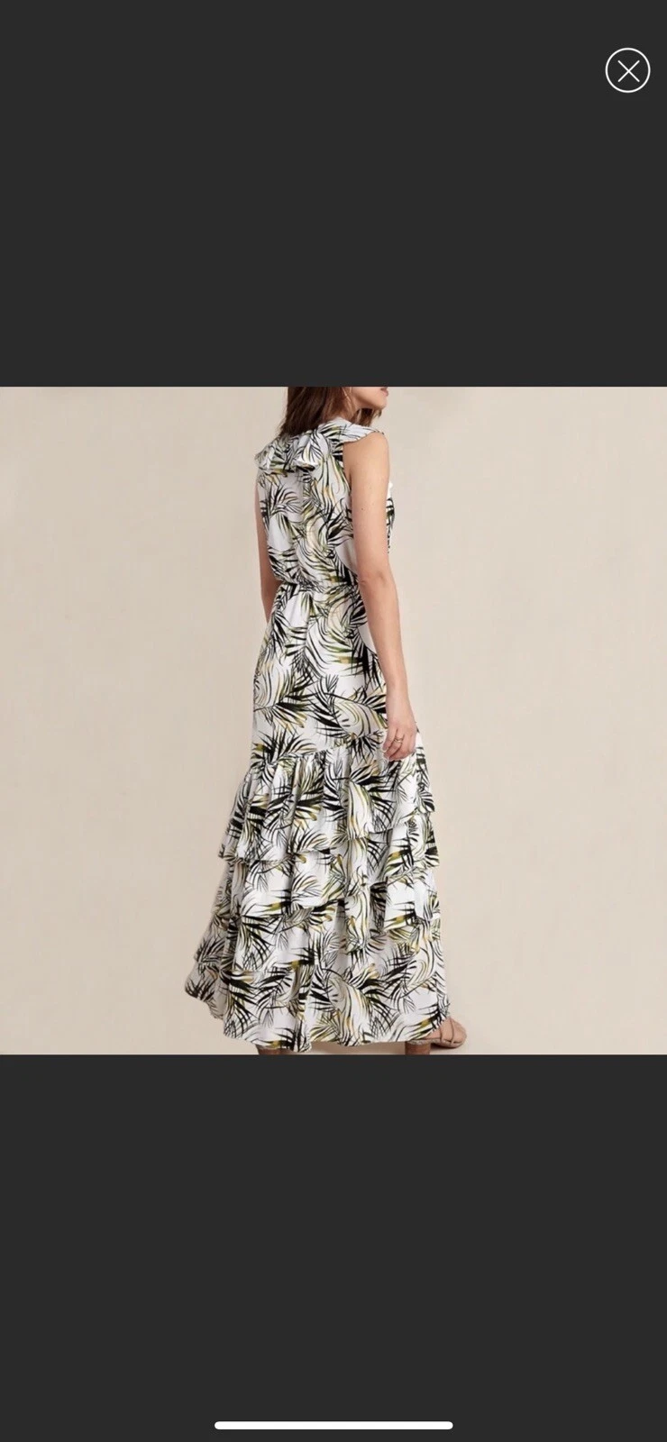 PALM ANGELS Maxi abito Misa Los Angeles con volant stampa palma taglia XS