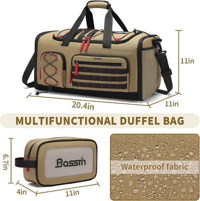 Versatile 45L Gym Duffle Bag with Shoe Compartment - Khaki Travel Backpack | eBay Versatile 45L Gym Duffle Bag with Shoe Compartment - Khaki Travel Backpack | eBay