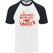 Everything's Better With Hot Sauce Funny Food Mens S/S Baseball T-Shirt