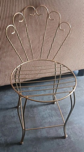 Vintage Boudoir Vanity Chair Gold Metal Hollywood Regency