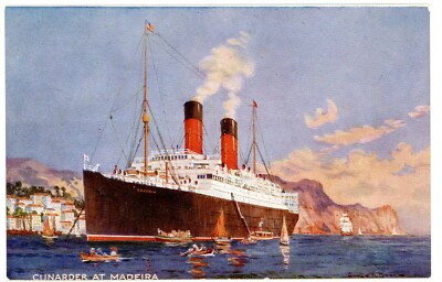 Madeira Portugal -CUNARD OCEAN LINER SS LACONIA- Postcard Steamer/Ship/Cunarder