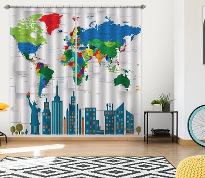 3D Color World Map ZHUA1544 Photo Curtain Window Blockout Fabric Amy 2023