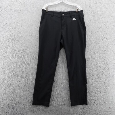 Adidas Performance Golf Pants 34x32 Black Mens Flat Front Lightweight Straight