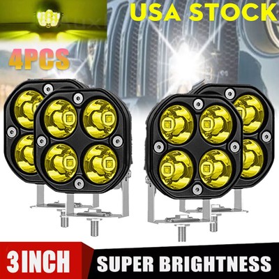 4x Flush Mount LED Work 3inch Pods Driving Light Bar Fog Spot Trucks SUV Offroad