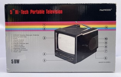 Vintage IMA 5 inch Hi-Tech Portable Television + Manual New In Original Open Box