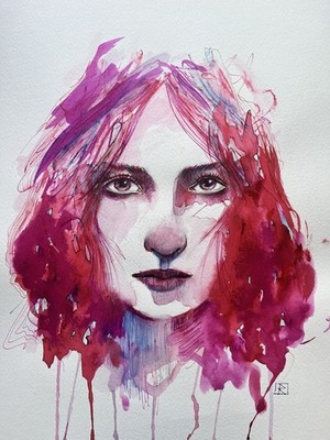 Original Acryl A3 Portrait Gemälde, zeitgenössische Kunstwerke