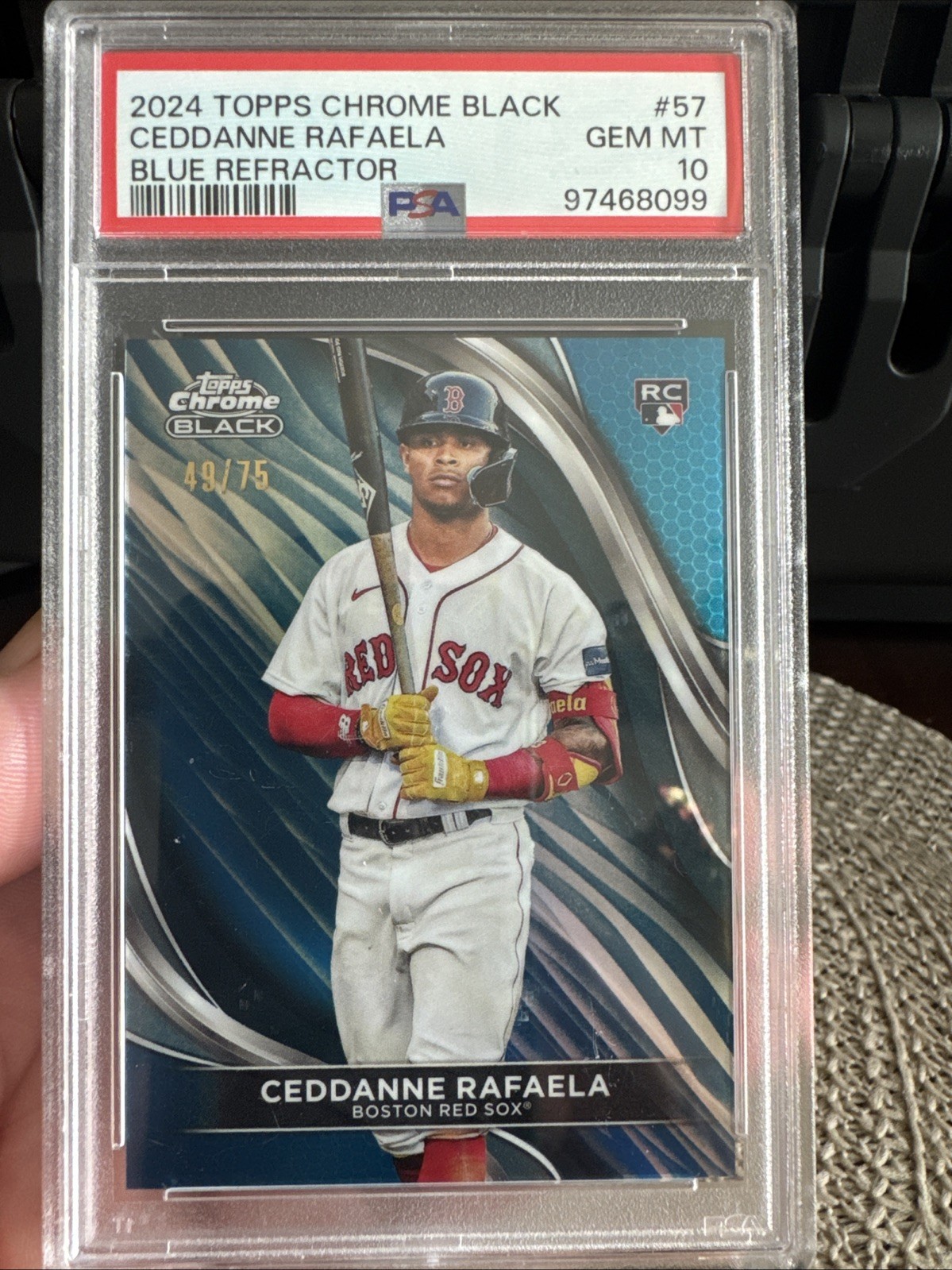 2024 Topps Chrome Black - Ceddanne Rafaela #57 Blue Refractor /75 (RC)