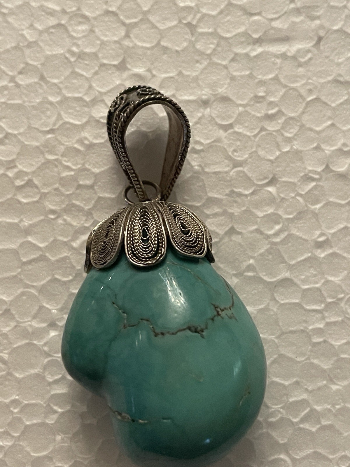 Vintage 925 Sterling Silver Natural Untreated Tur… - image 1