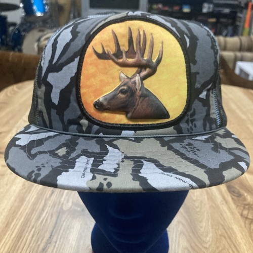 Vintage Camo Snapback Trucker Hat Cap Buck Deer Hunting USA Camo Cap-Man-Camo