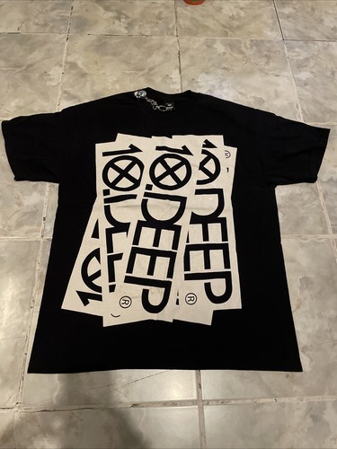 10 Deep Vintage Skate Skateboarding Y2K T-Shirt Spellout Logo SZ L