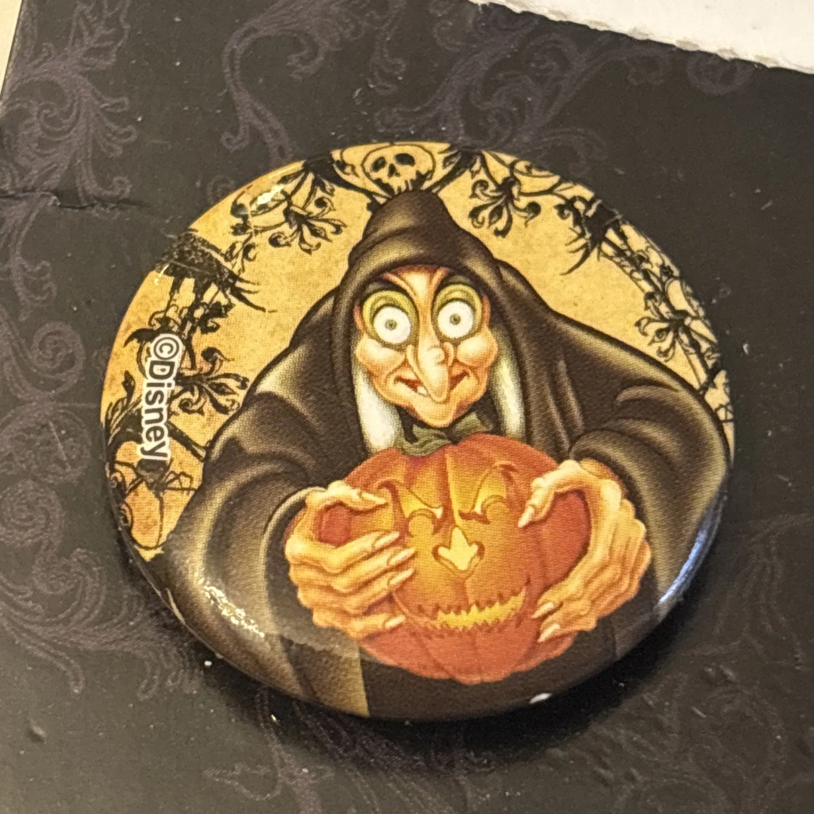 The Evil Queen Disney Villains Pin Witch With Pumpkin 1” Button