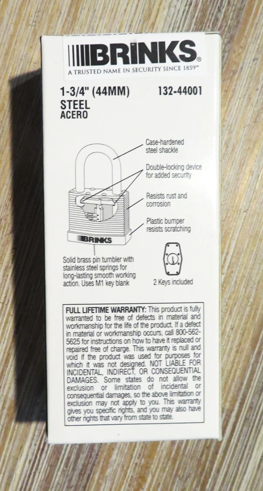 Juego de 6 candados laminados de acero de alta seguridad Brinks 44 mm/1-3/4" con llave iguales Foto 2 de 3