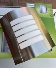 2 x PHILIPS OSLO/STAINLESS STEEL OUTDOOR WALL LIGHTS (takes E27 lamp not inc)