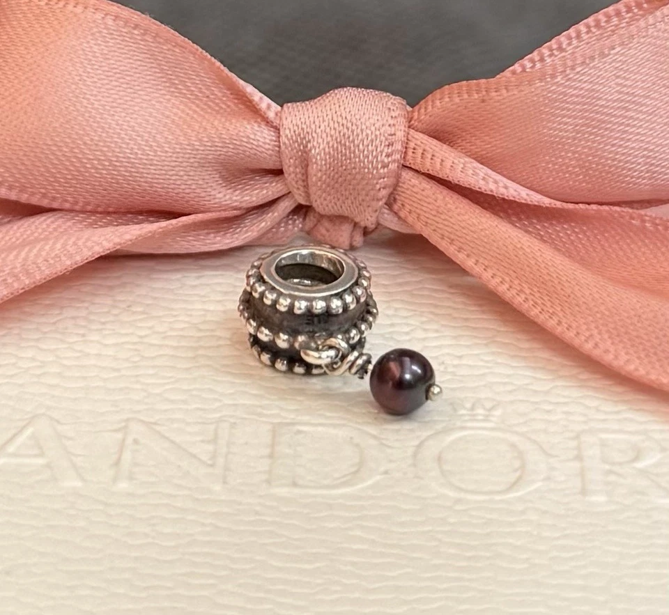 Original Pandora Anhänger Oldie, Perle lila Rarität silber 925 - Bild 2 von 3