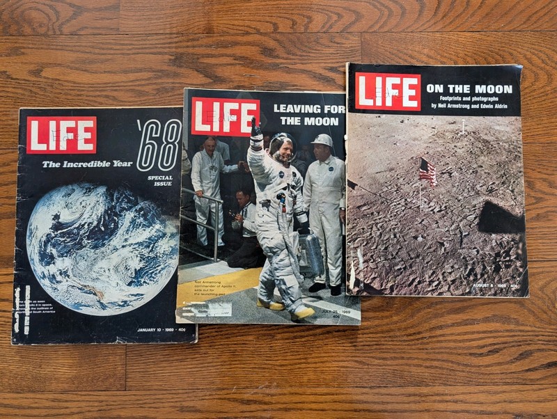 LOT OF 3 LIFE Magazines The Incredible Year, Leaving for the Moon, On the Moon