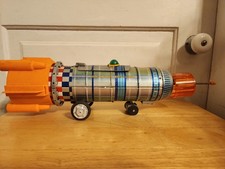 Modern Toys 1960 Tin Space Rocket on Wheels w/ Orange Thruster, Space Theme