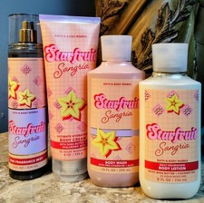 4 Piece Gift Set Bath and Body Works Starfruit Sangria with Bag and Blue Bow