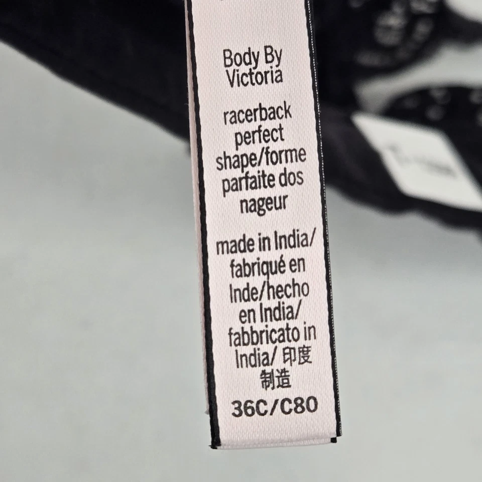 Victoria Secret Women Bra 36C Black Body By Front Close Racerback Perfect Shape - Image 4 of 4