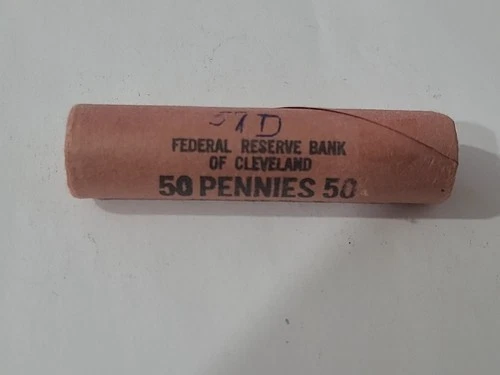 1957-D Lincoln Wheat Cent Bu Roll Federal Reserve Bank Of Cleveland